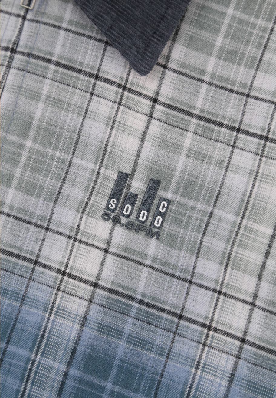 SOD Co. Washed Blue Gradient Plaid Jacket