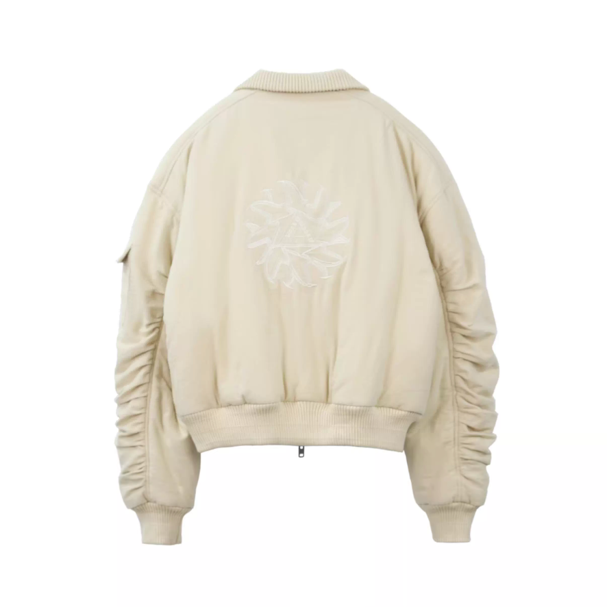 SOD Co. Beige Pilling Custom Pleated MA-1 Bomber Jacket