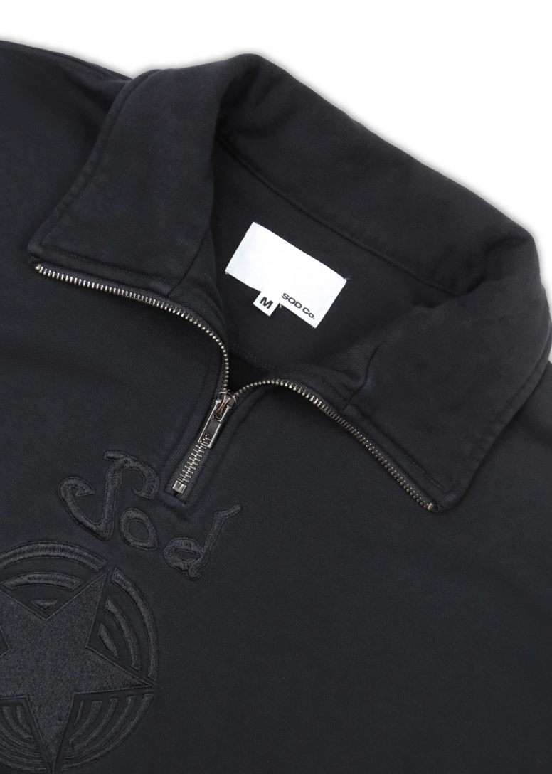 SOD Co. Star Embroidered Half Zip Sweatshirt