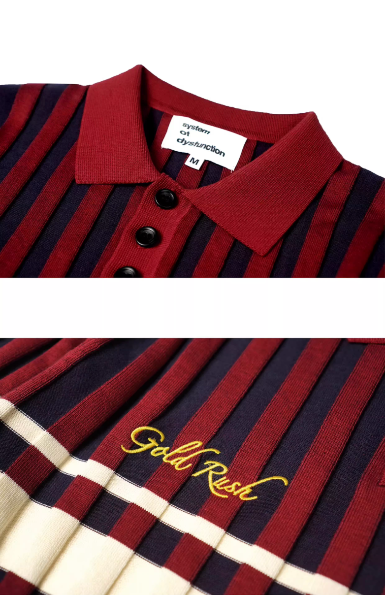 SOD Co. Rib Knit Striped Polo Shirt
