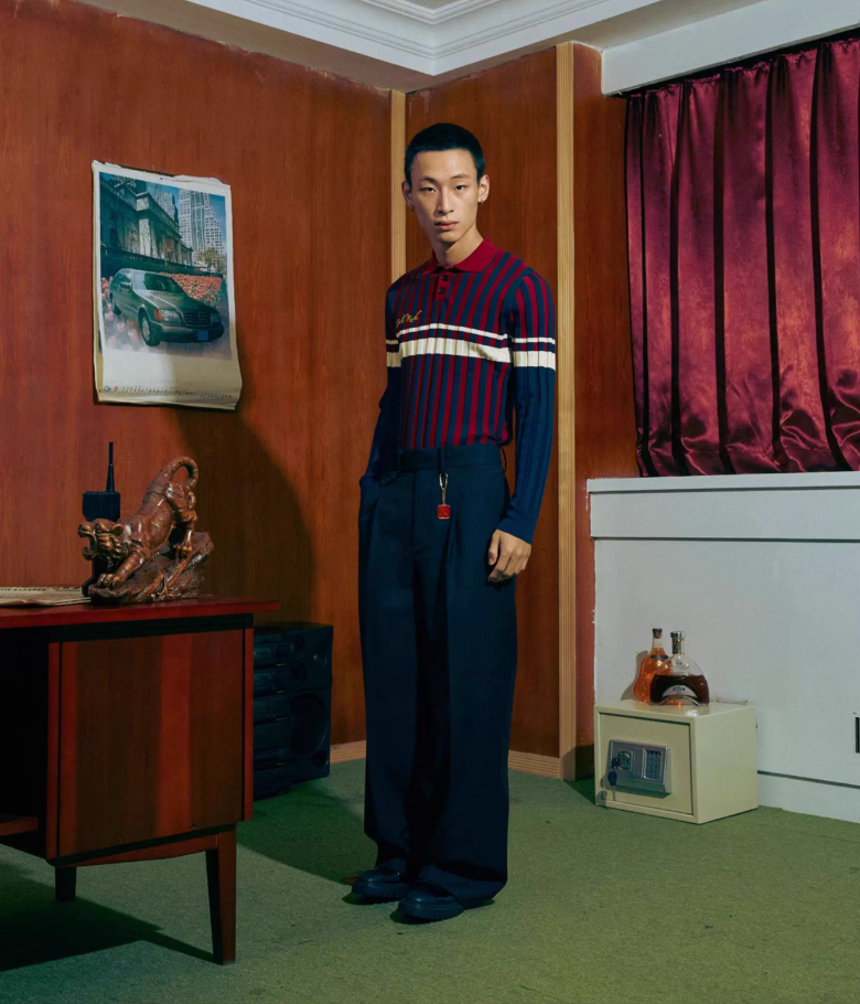 SOD Co. Rib Knit Striped Polo Shirt