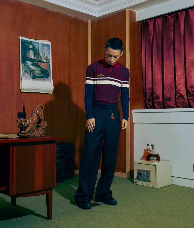 SOD Co. Rib Knit Striped Polo Shirt