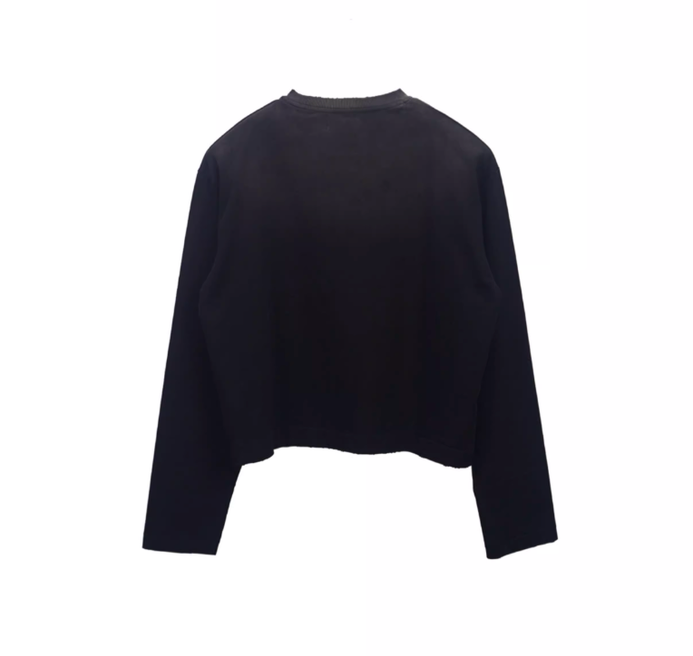 SOD Co. Rock Print Distressed Cropped Long Sleeve Tee