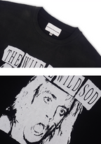 SOD Co. Rock Print Distressed Cropped Long Sleeve Tee