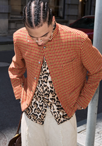 STEEPC Houndstooth Wool Blend Short Suit Jacket