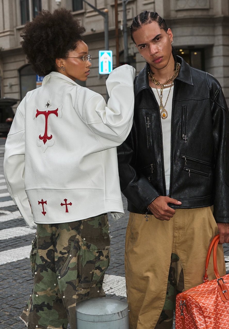 STEEPC Two Tone Leather Racing Jacket