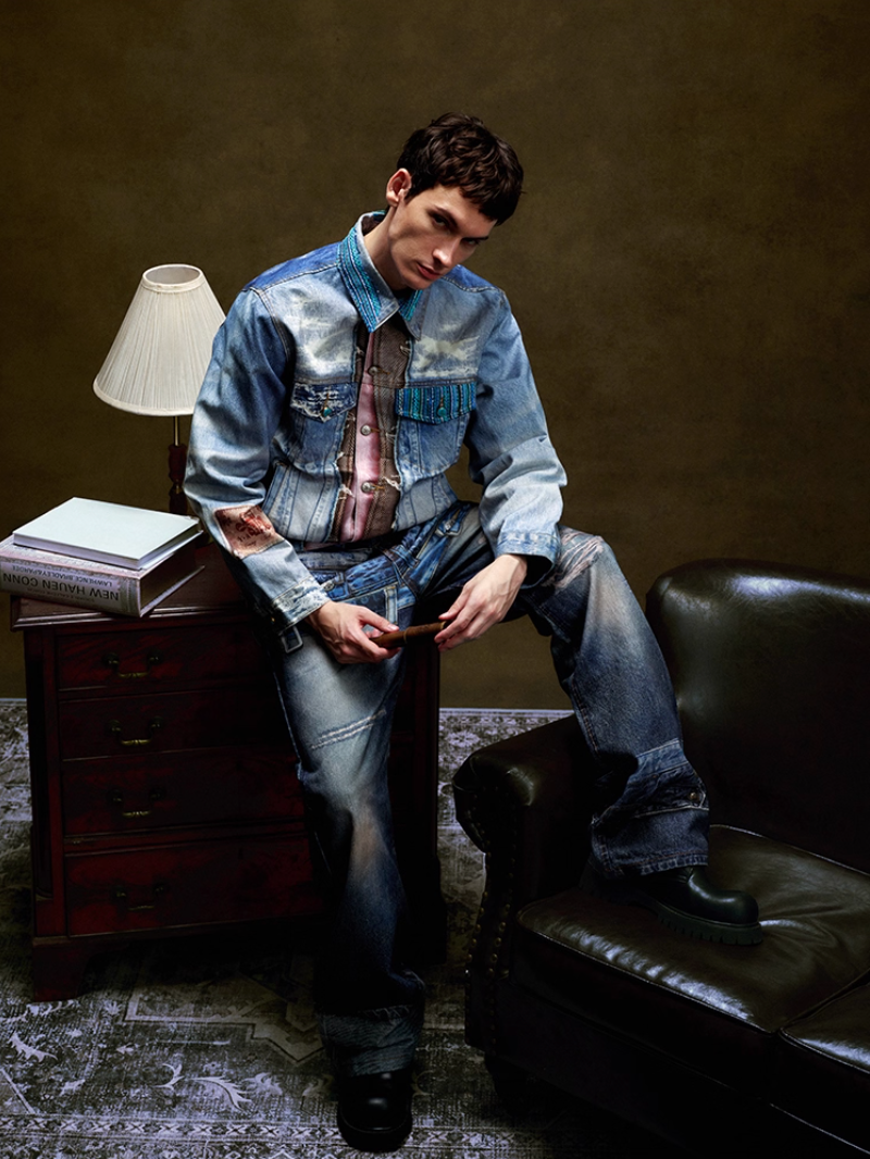 YADcrew Washed Digital Print Denim Jacket
