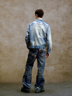 YADcrew Washed Digital Print Denim Jacket