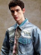 YADcrew Washed Digital Print Denim Jacket