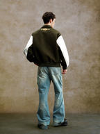 YADcrew Colorful Gemstone Cross Varsity Jacket