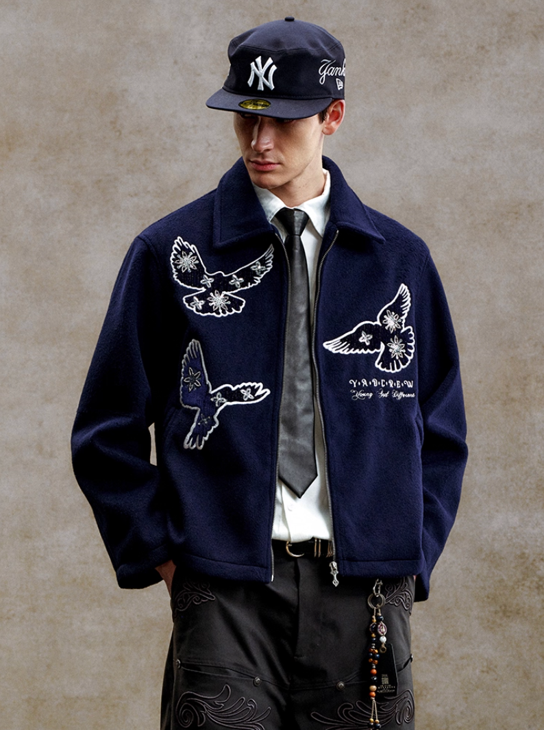 YADcrew Sequin Floral Peace Dove Jacket