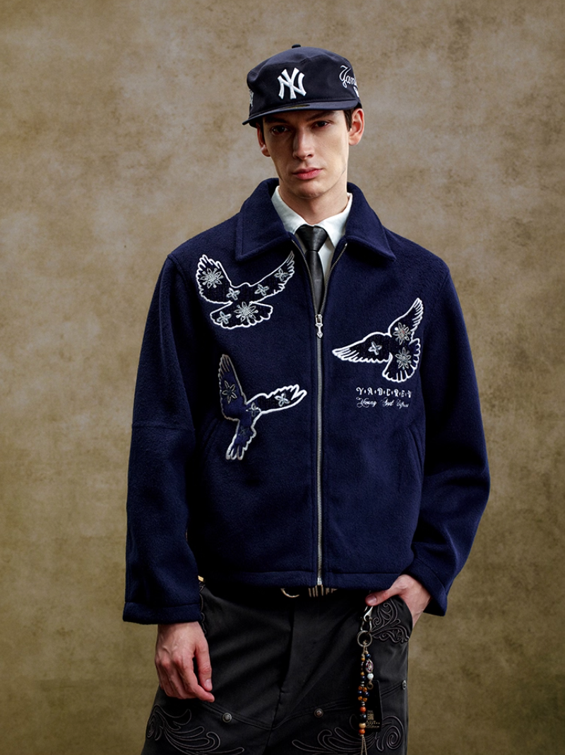 YADcrew Sequin Floral Peace Dove Jacket