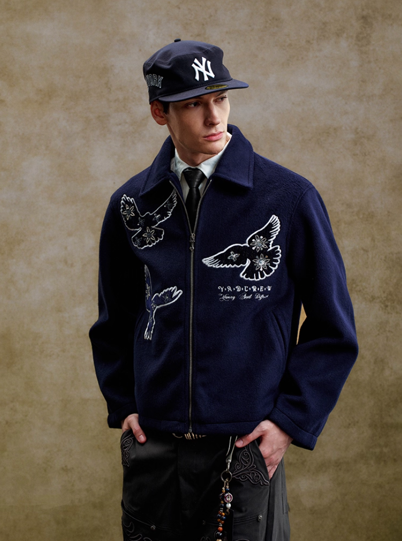 YADcrew Sequin Floral Peace Dove Jacket