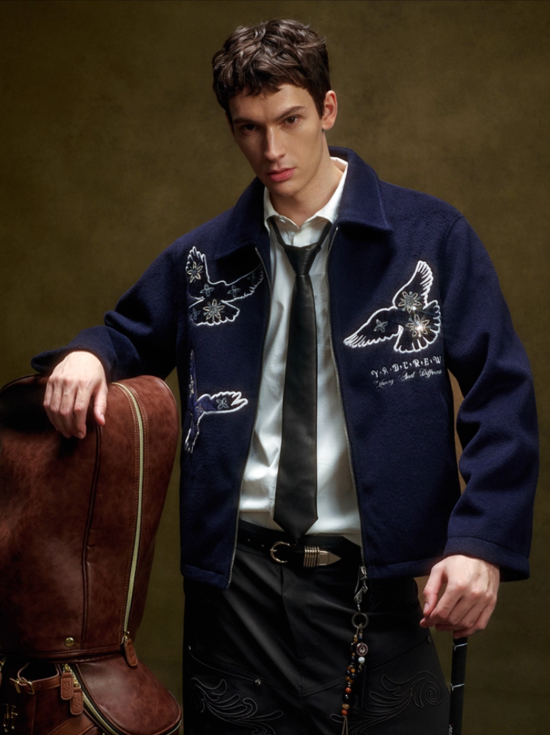 YADcrew Sequin Floral Peace Dove Jacket