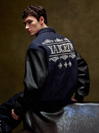 YADcrew Pearl Patch Embroidered Varsity Jacket