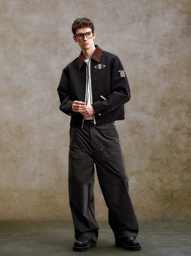 YADcrew Lace Line Embroidered Work Jacket
