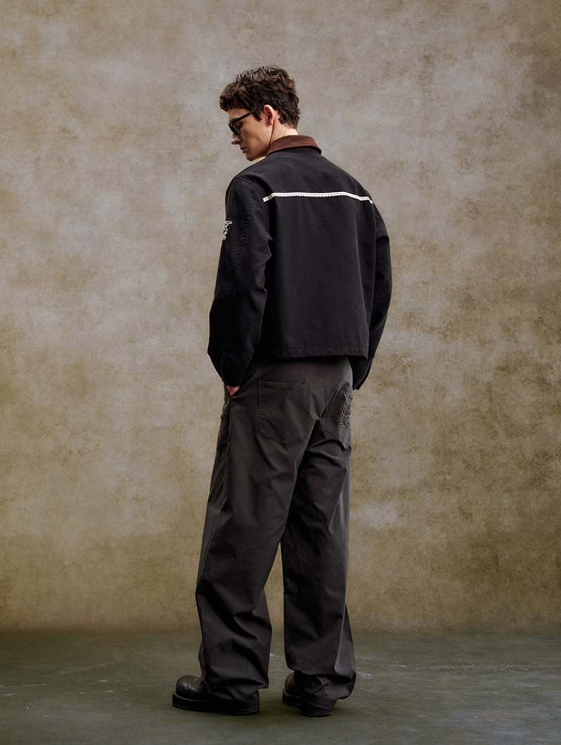 YADcrew Lace Line Embroidered Work Jacket