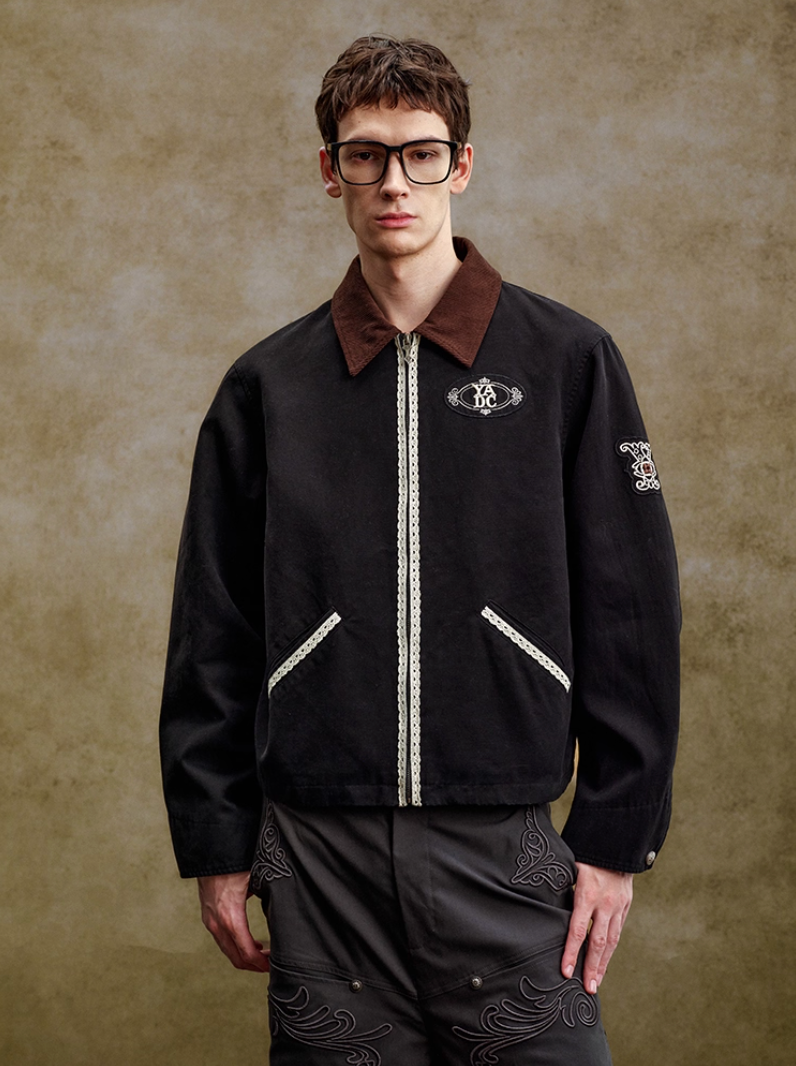 YADcrew Lace Line Embroidered Work Jacket
