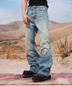YADcrew Snap Button 3D Embroidery Washed Jeans