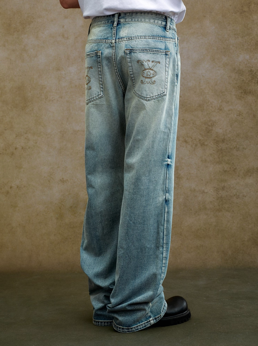 YADcrew Washed Whisker Jeans