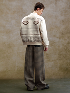 YADcrew Houndstooth Patchwork Leather Pants