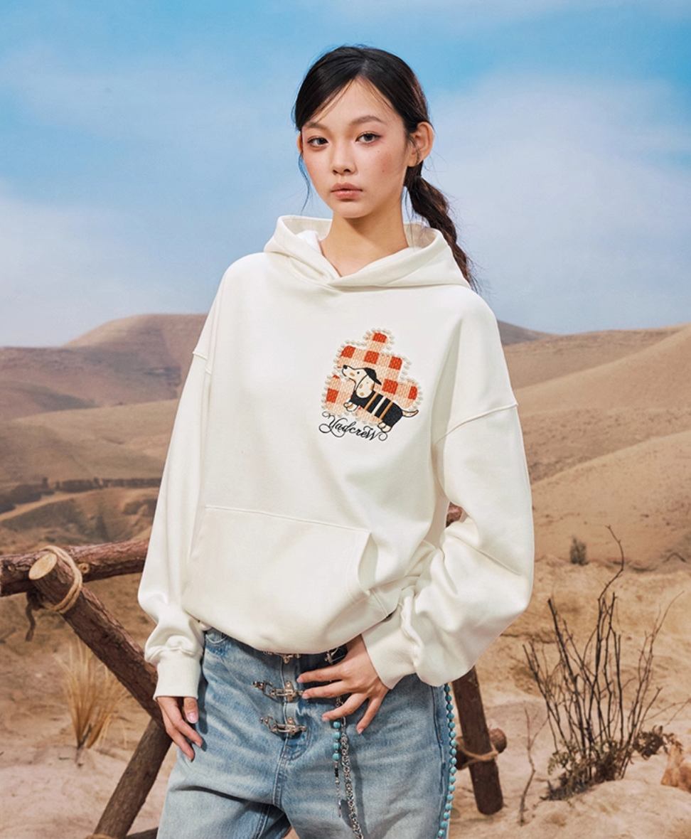 YADcrew Dachshund Puzzle Pearl Embroidery Hoodie