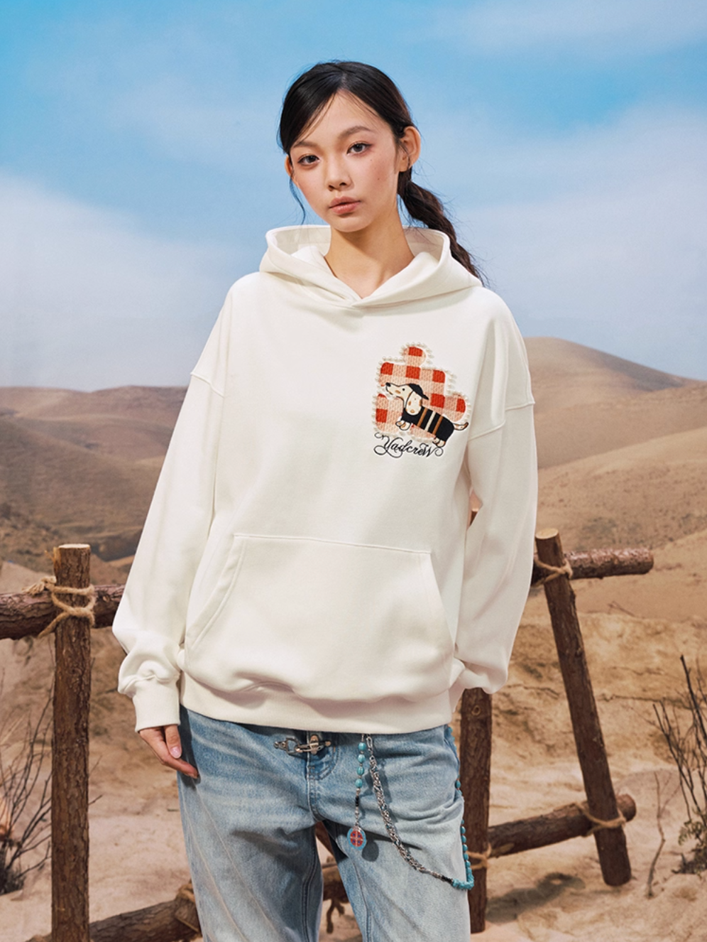 YADcrew Dachshund Puzzle Pearl Embroidery Hoodie