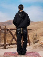 YADcrew Spiderweb Puzzle Pearl Embroidery Zip Up Hoodie