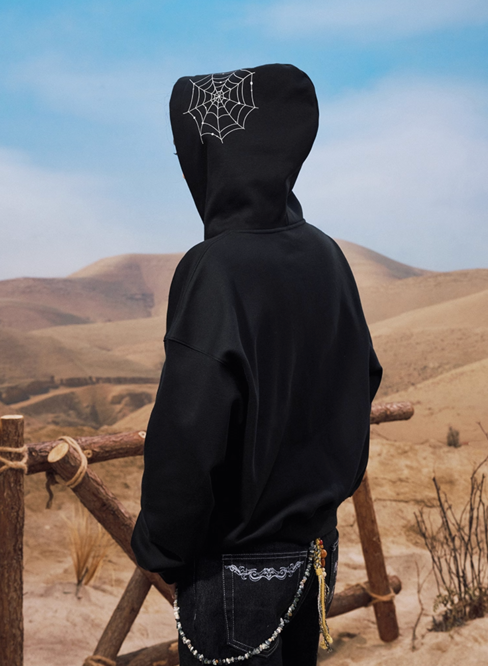 YADcrew Spiderweb Puzzle Pearl Embroidery Zip Up Hoodie