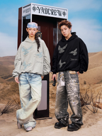 YADcrew Peace Dove Pleated Sleeves Hoodie