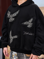 YADcrew Peace Dove Pleated Sleeves Hoodie