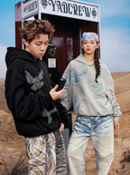 YADcrew Peace Dove Pleated Sleeves Hoodie