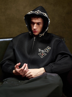 YADcrew Colorful Gemstone Pearl Mesh Zip Up Hoodie