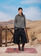 YADcrew Sequin Cross Flower Wave Pattern Knit Sweater