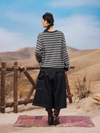 YADcrew Sequin Cross Flower Wave Pattern Knit Sweater