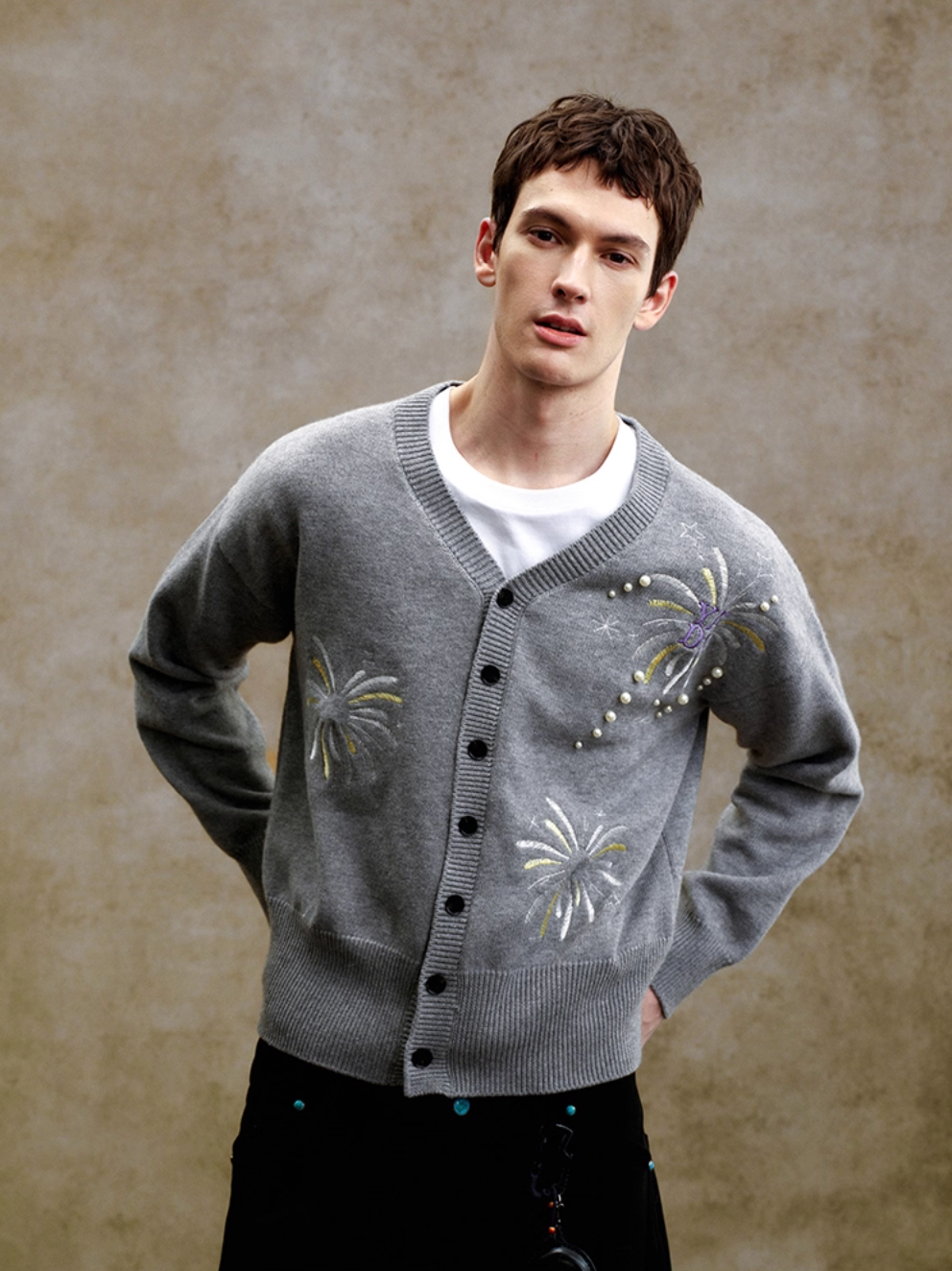 YADcrew Pearl Fireworks Knit Cardigan