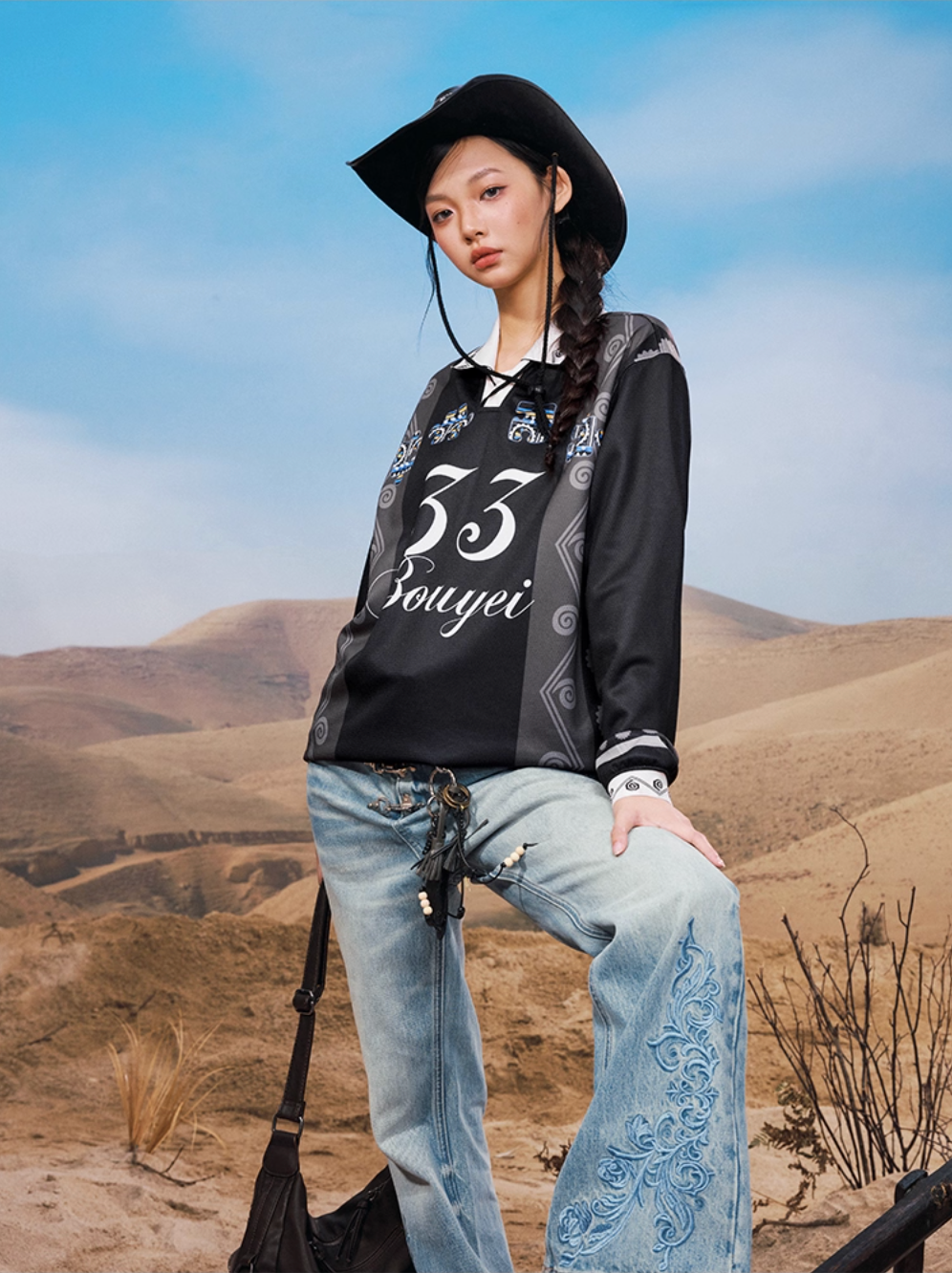 YADcrew Ethnic Puzzle Long Sleeve Polo Soccer Jersey