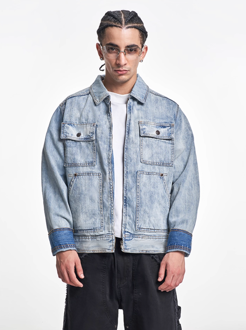 F3F Select Multi Pocket Washed Work Denim Jacket
