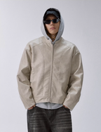 F2CE Patchwork Grain PU Leather Racing Jacket