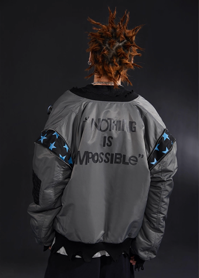 VENTUREK Star Shoulder Zipper MA-1 Bomber Jacket