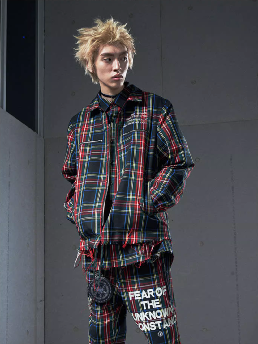 VENTUREK Tartan Check Embroidered Fringe Jacket