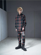 VENTUREK Tartan Check Patch Print Long Sleeve Shirt