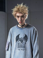 VENTUREK Washed Destruction Printed Sweatshirt
