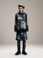 VENTUREK Graffiti Letter Dot Spray Print Sweatshirt