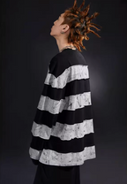 VENTUREK Black Gray Patchwork Long Sleeve Tee