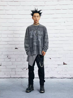 VENTUREK Washed Deconstructed Patchwork Long Sleeve Tee