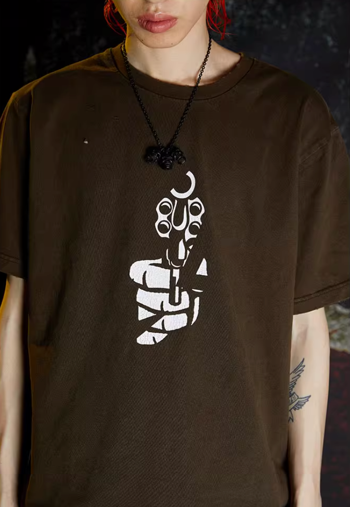 VENTUREK Washed Gun Cracked Print Tee