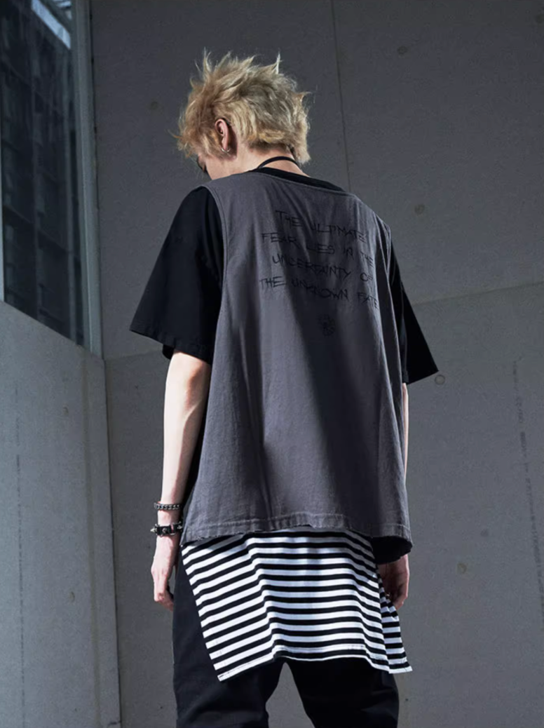 VENTUREK Double Layer Multi Zipper Destroyed Tee