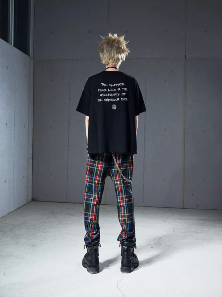 VENTUREK Double Layer Multi Zipper Destroyed Punk Rock Print Tee