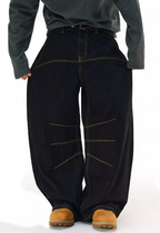 NOVACAM Yellow Stitch Baggy Jeans
